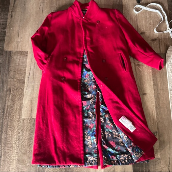 Vintage London Fog Red 100% Wool Lined Trench Coat Size 12-M - Picture 12 of 16